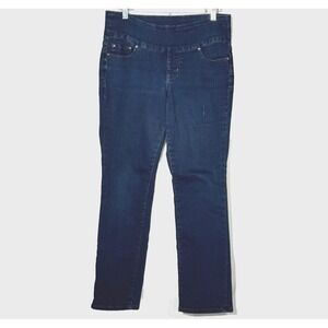 Jag‎ Jeans Women's 10P High Rise Straight Leg Pull-on Dark Wash Blue Stretch